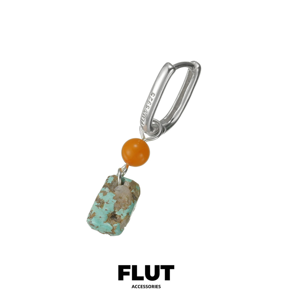 FLUT Amber and Turquoise Drop Earrings in Sterling Silver 127