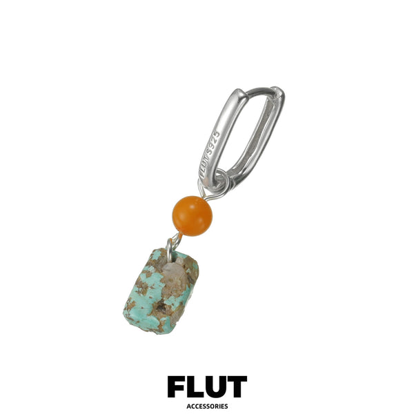 FLUT Amber and Turquoise Drop Earrings in Sterling Silver 127