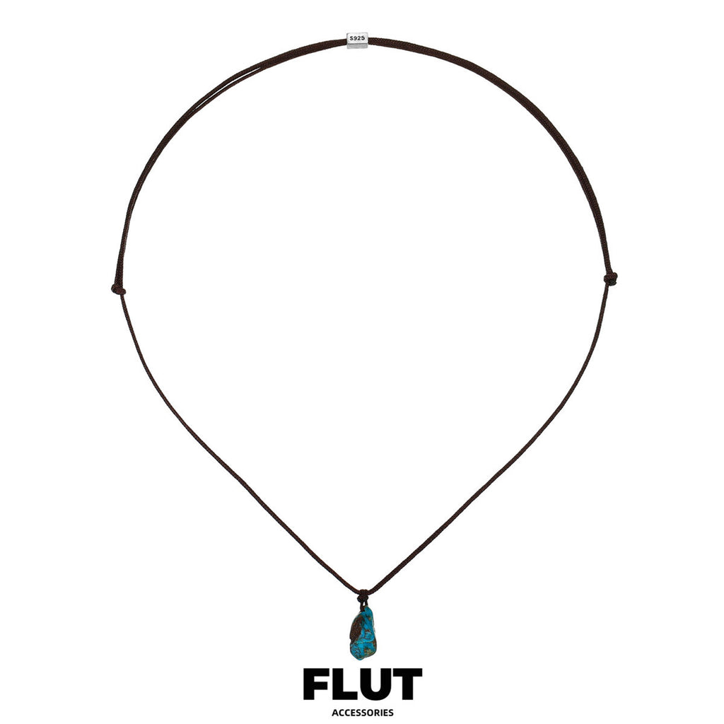 FLUT Turquoise Pendant Necklace with Hand-Braided Cord 182