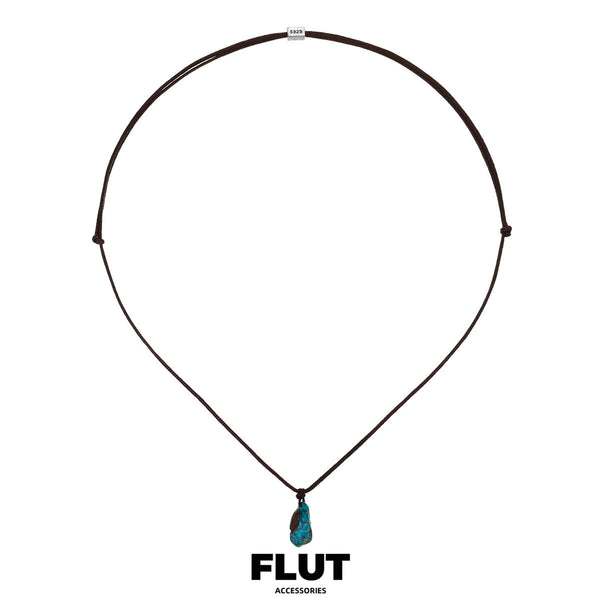 FLUT Turquoise Pendant Necklace with Hand-Braided Cord 182