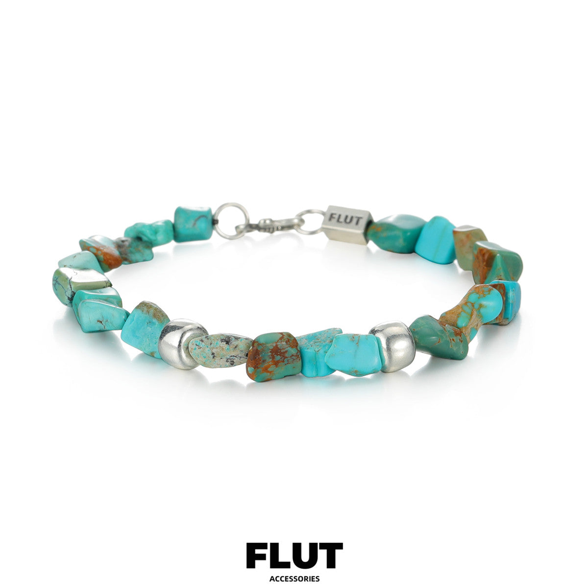 FLUT Handmade Turquoise Beaded Bracelet | Sterling Silver Unisex Jewelry