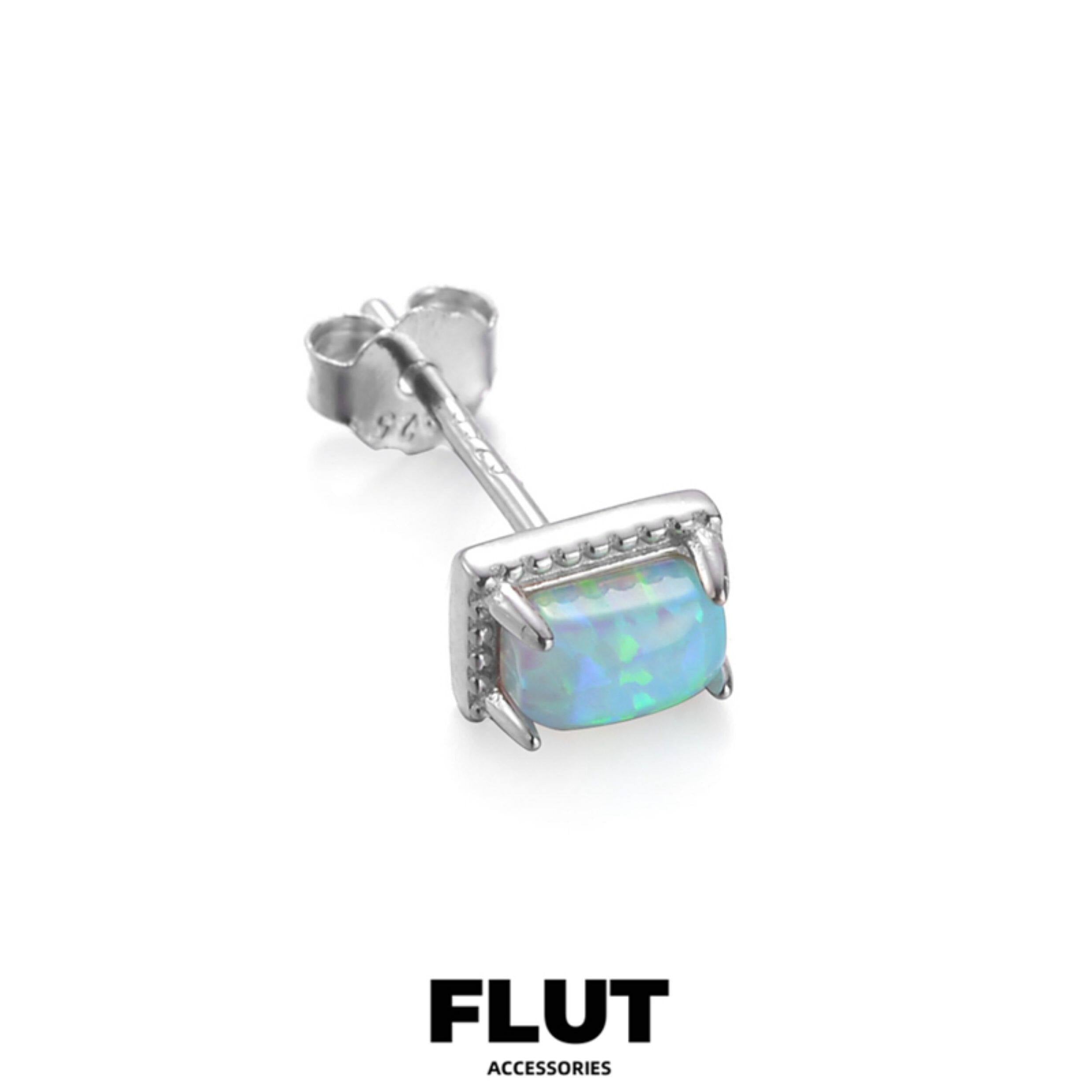 FLUT Minimalist Opal Stud Earrings in Sterling Silver 037 Main image