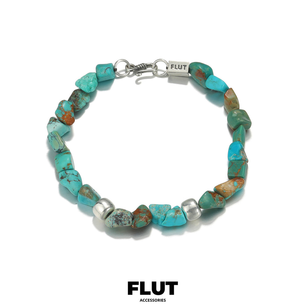 FLUT Handmade Turquoise Beaded Bracelet | Sterling Silver Unisex Jewelry