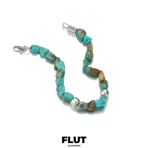 FLUT Handmade Turquoise Beaded Bracelet | Sterling Silver Unisex Jewelry