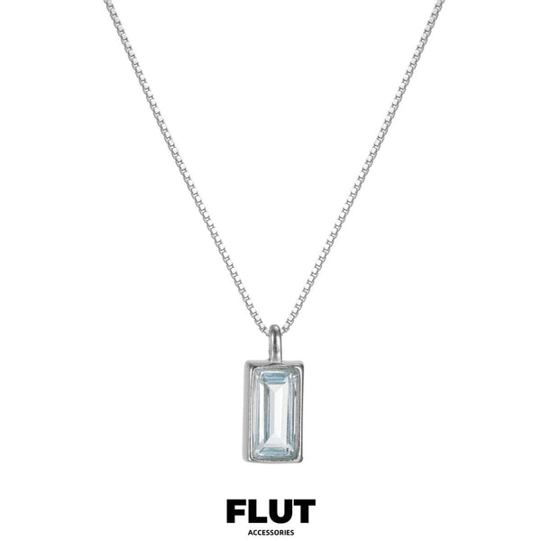 FLUT Square Topaz Pendant Necklace in 925 Sterling Silver 650