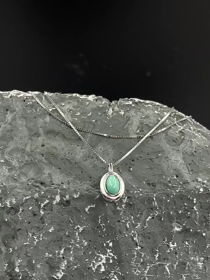 FLUT Turquoise Pendant Necklace in 925 Sterling Silver 093