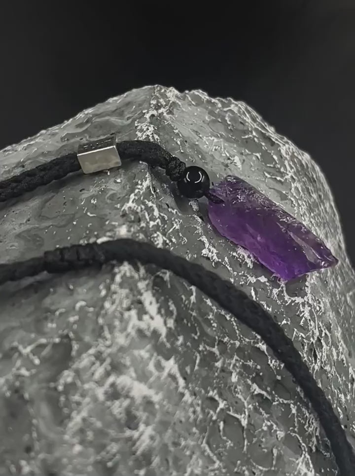 FLUT Natural Amethyst Pendant Cord Necklace