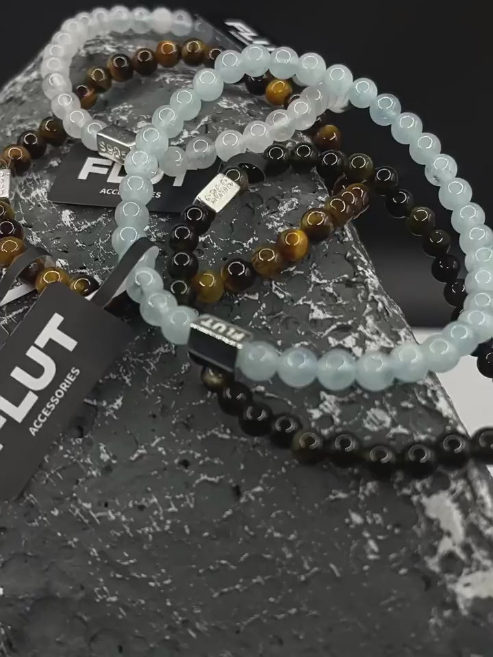 FLUT Obsidian and Tiger’s Eye Beaded Bracelet B056