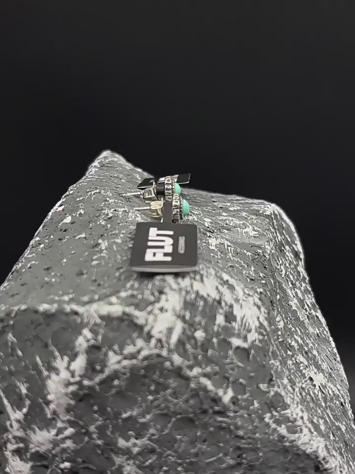 FLUT Raw Turquoise Stud Earrings in Sterling Silver