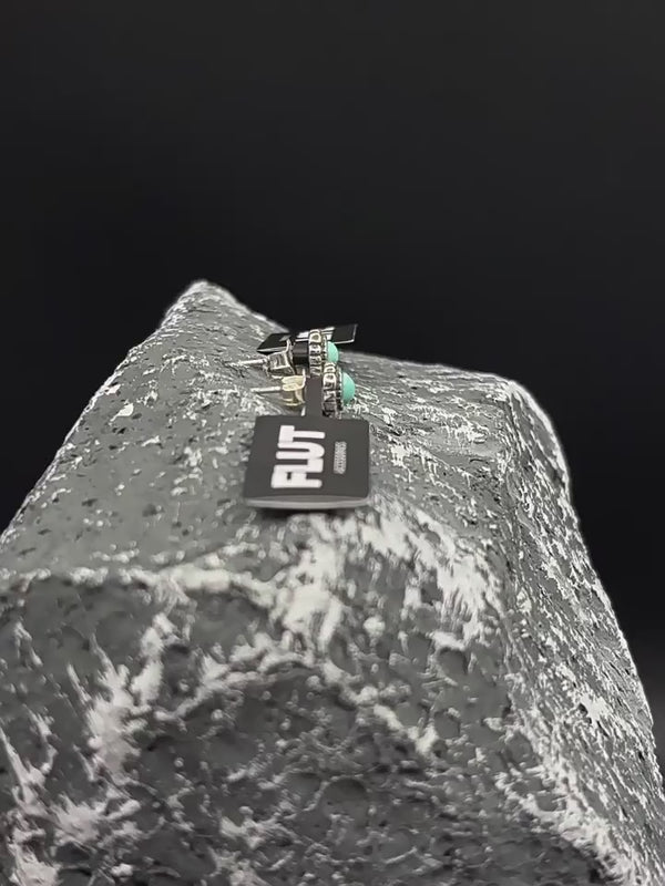 FLUT Raw Turquoise Stud Earrings in Sterling Silver