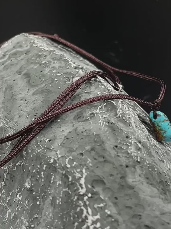 FLUT Turquoise Pendant Necklace with Hand-Braided Cord 182