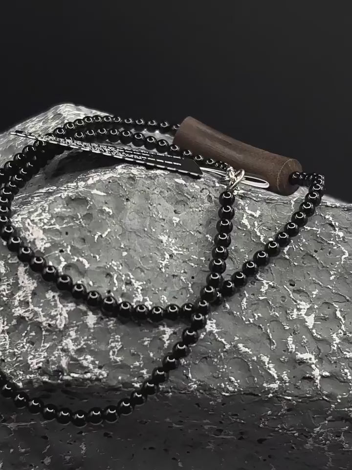 FLUT Agarwood and Black Onyx Beaded Necklace 758