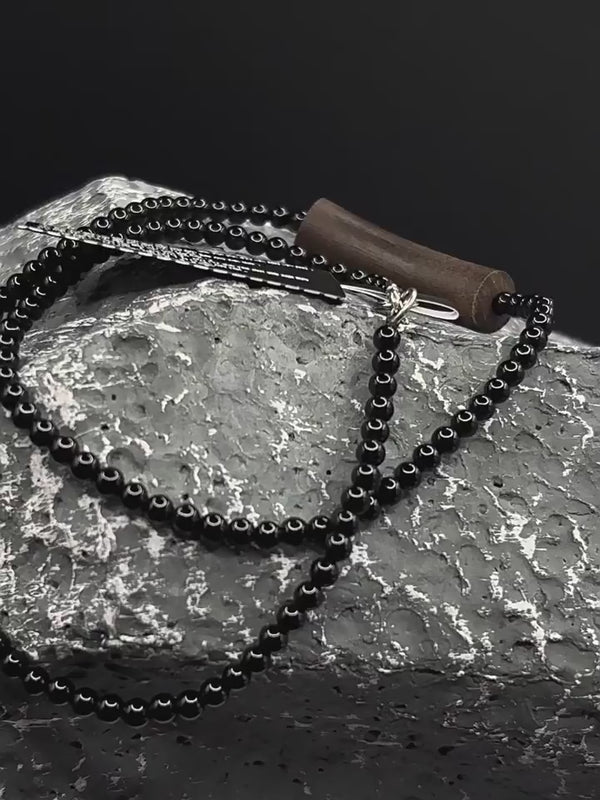 FLUT Agarwood and Black Onyx Beaded Necklace 758