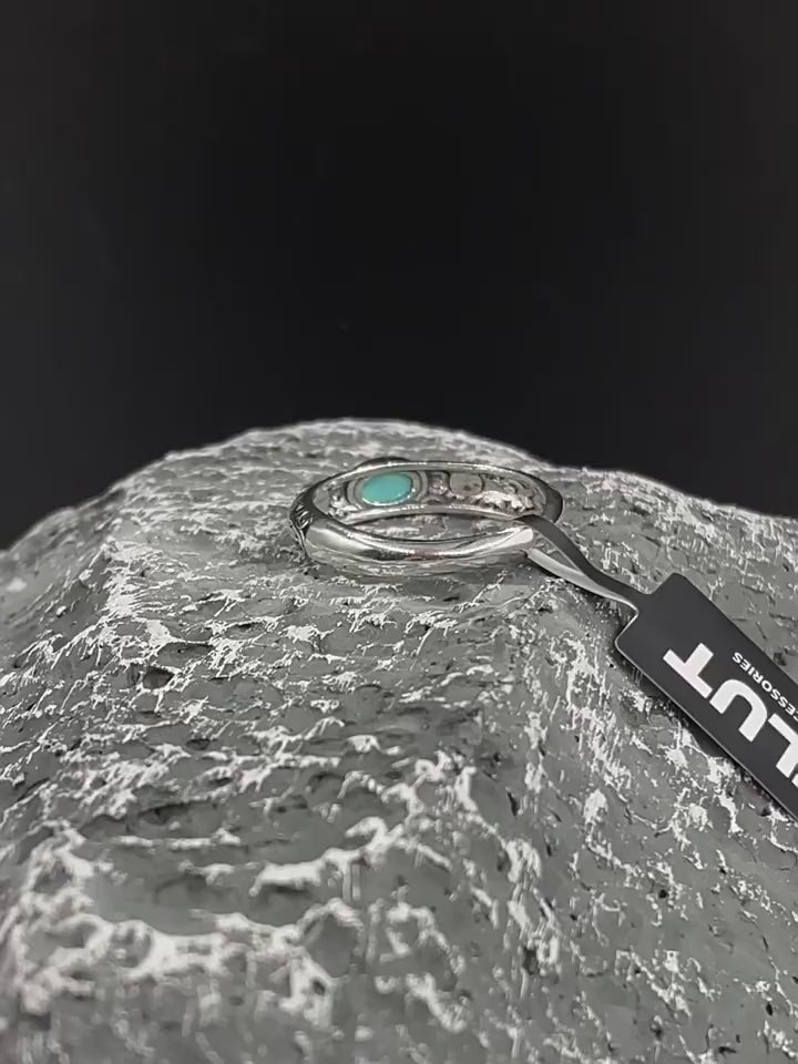 FLUT Turquoise Adjustable Ring in Sterling Silver with Vintage Finish 136