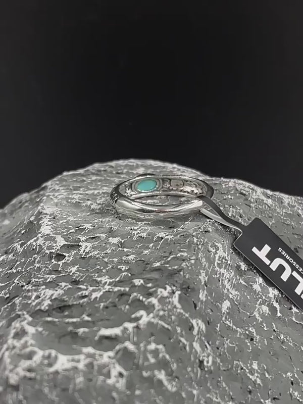 FLUT Turquoise Adjustable Ring in Sterling Silver with Vintage Finish 136