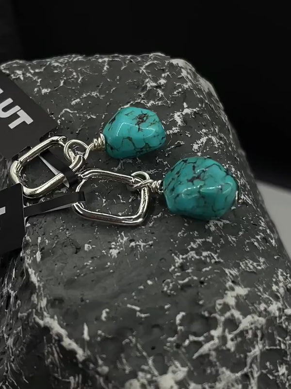 FLUT Turquoise Organic Drop Earrings in Sterling Silver e031